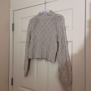 American Eagle Outfitters Taupe Cable Knit Turtleneck Sweater